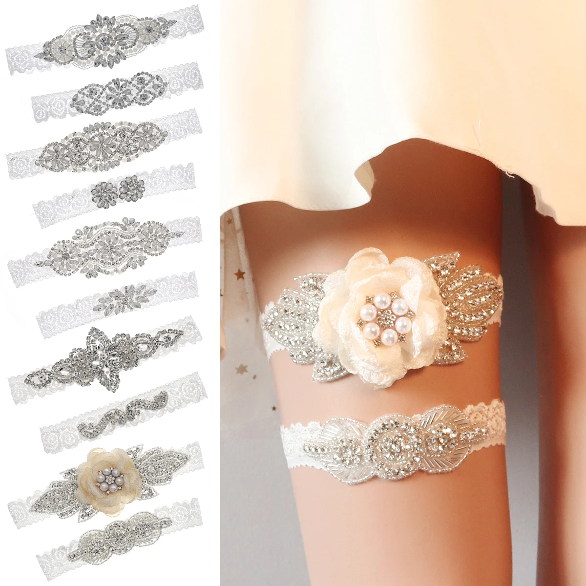 Rhinestone Wedding Garter Bride Accessories Women Silver Color Crystal  Flower Bridal Suspenders for Party Dresses Gift - AliExpress 320