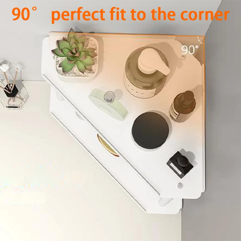 2-Tier Multifunctional Corner Storage Shelf Metal Bathroom Cosmetic Kitchen Spice Rack Office Home Counter Organizer 3