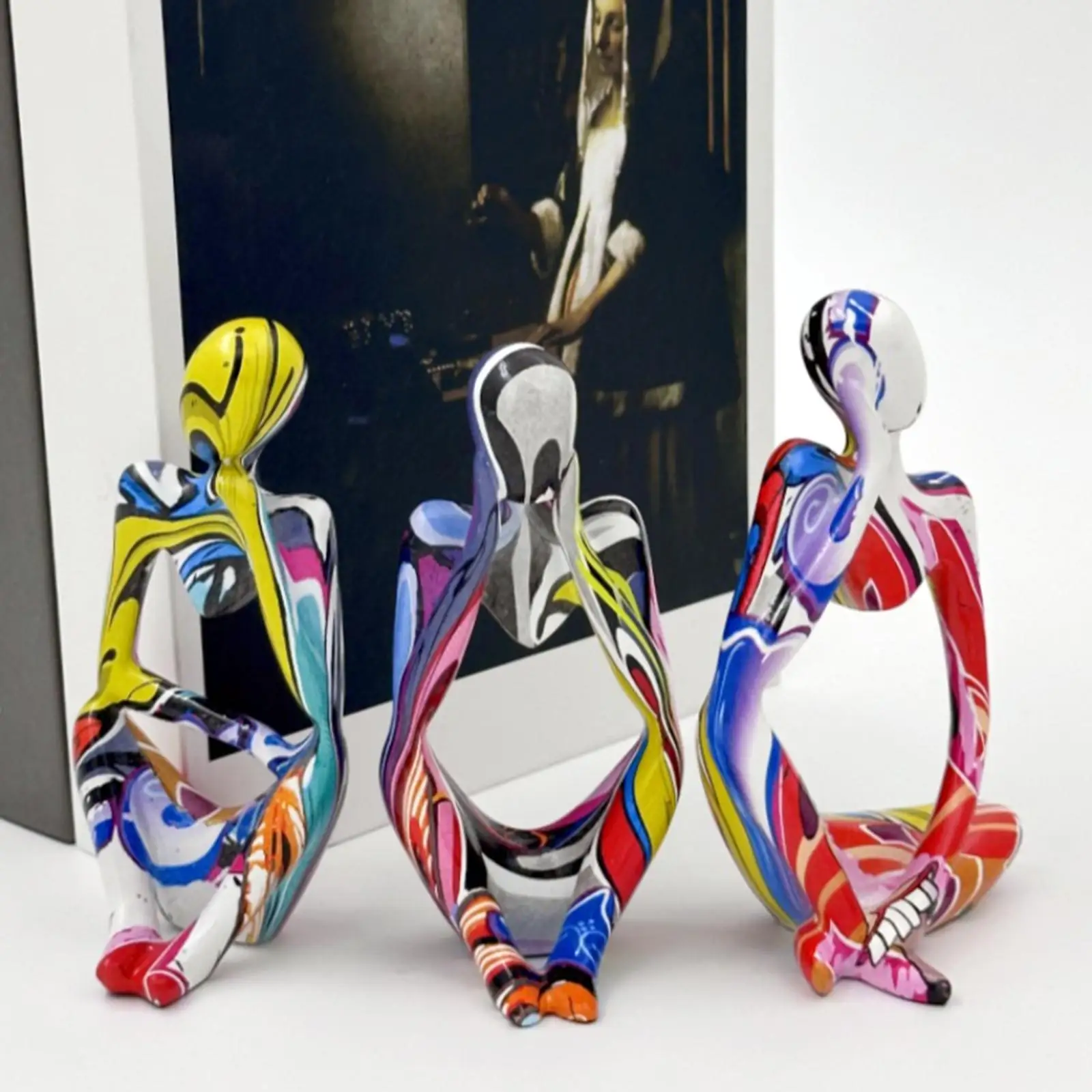 Thinker Resin Statue Figurine Table Centerpiece Desktop Decors Abstract Sculpture for Farmhouse Drawer Office Cabinet Bedroom