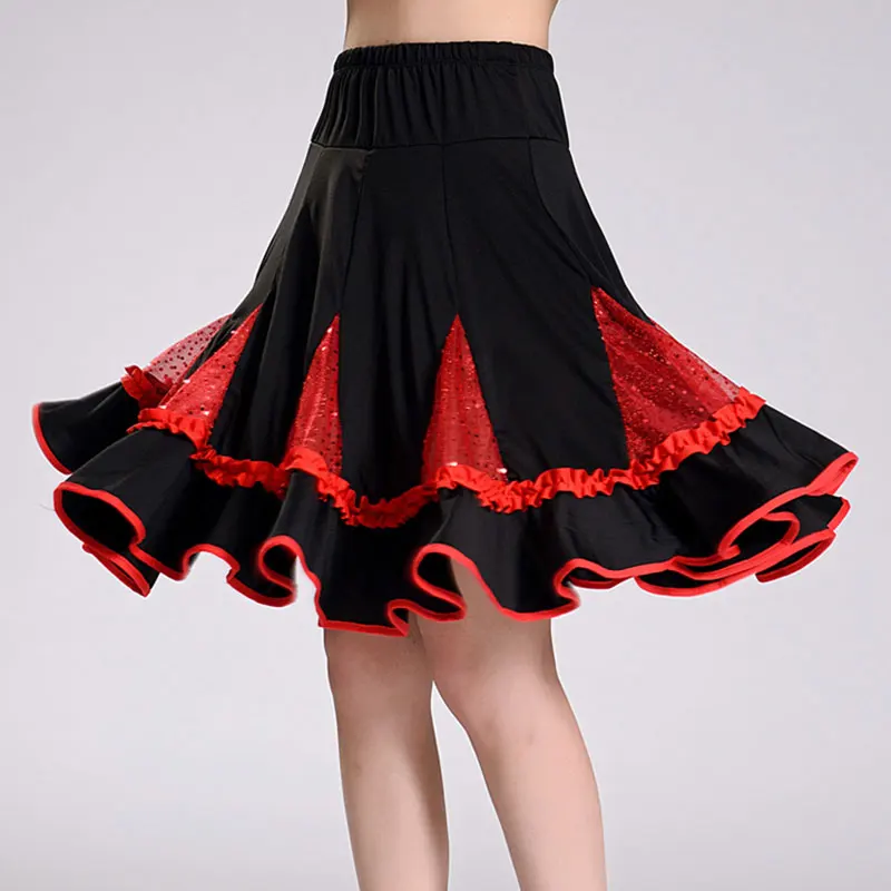 

New Woman Black Modern Dance Skirt Lady Flamenco Ballroom Waltz Practice Dance Skirt Big Swing Modern Dancing Costume for Women