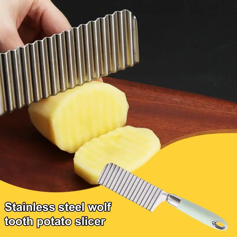 Stainless Steel Crinkle Fry Cutter Dough Vegetable Fruit Crinkle Wavy Slicer Knife Potato Cutter Chopper French Fry Maker Tools
