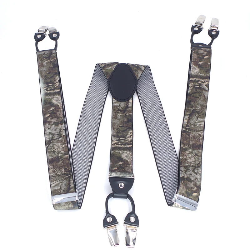 Camouflag Suspenders Leather Man's Braces Outdoor Motorcycles