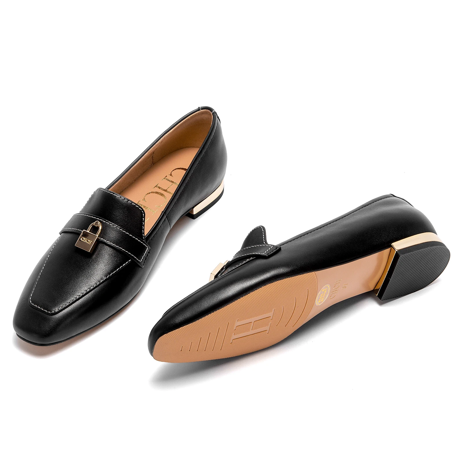 624710-9f7b39.jpg CHCH Women's Flat Shoes 2025 Autumn New Comfortable Cow Leather Black Business Commuter Women's Shoes - Image 1