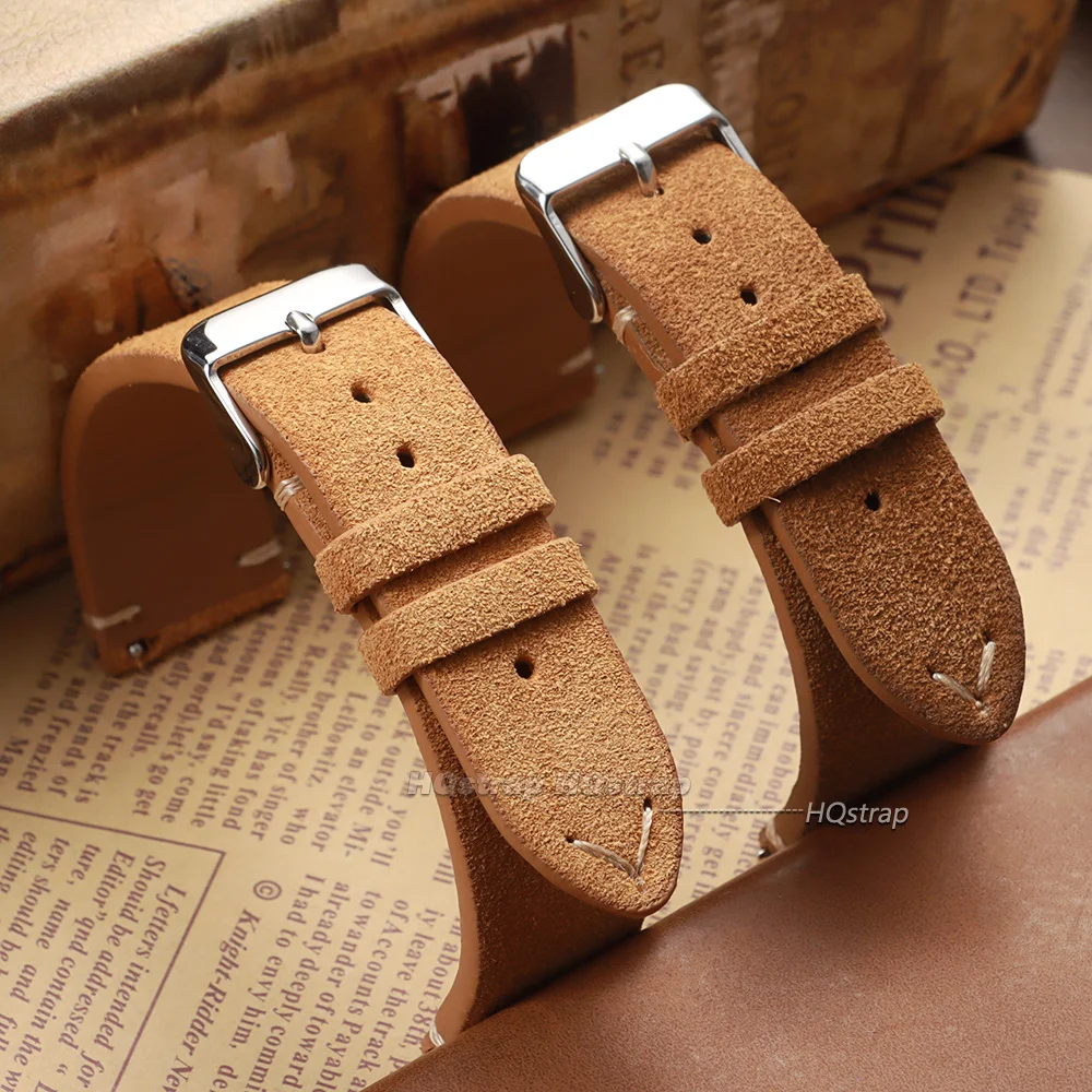 Classic Vintage Suede Leather Watch Strap in Calfskin