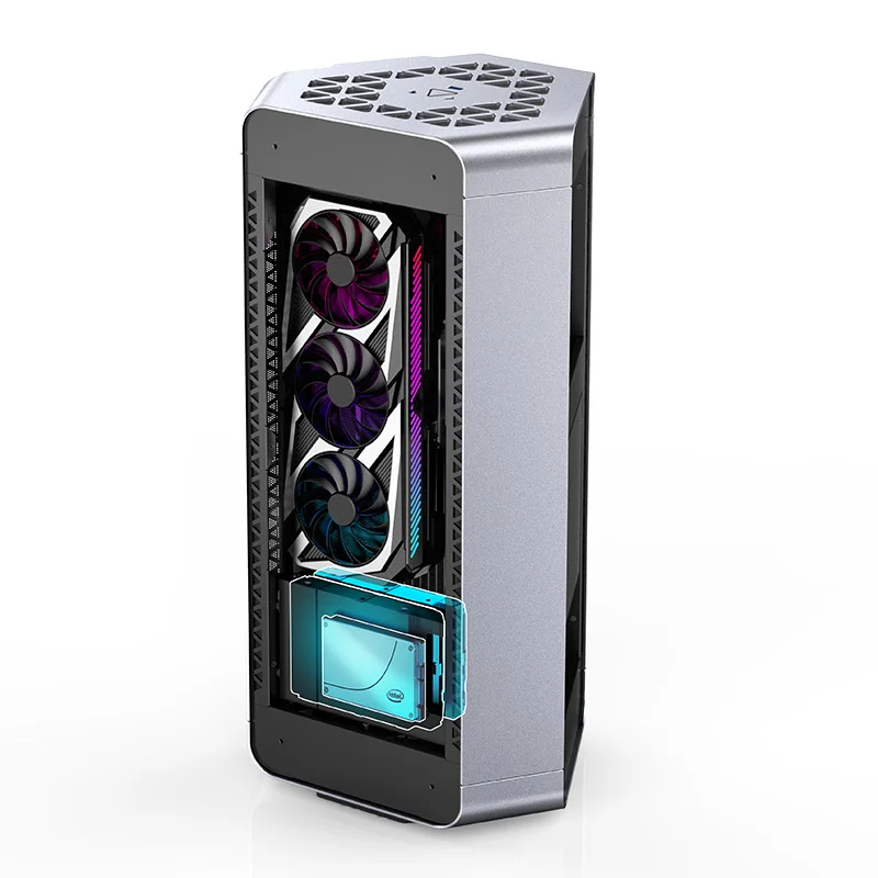 

BO102 Three-chamber glass side transparent desktop computer game case NAS mini ITX case