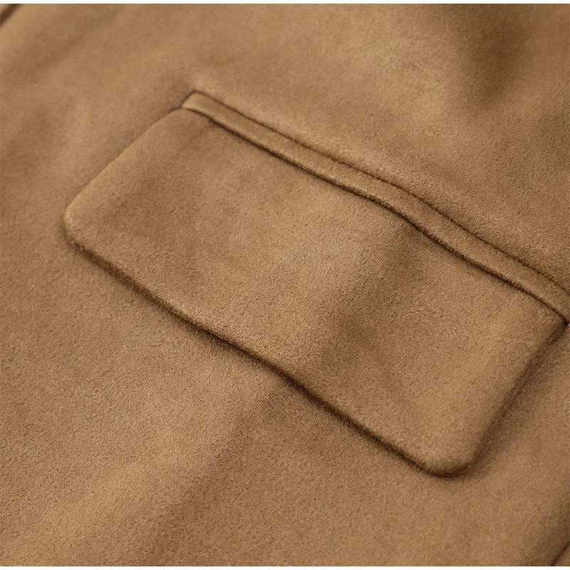 Vintage Fashion Pocket Jackets For Women Winter High Street Lapel Elegant Solid Commute Winter Outwear Ladies Coat