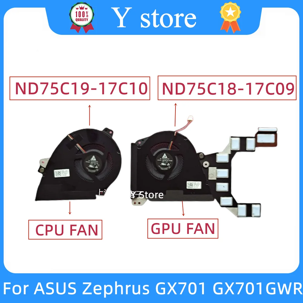 Y 스토어  CPU GPU 냉각 선풍기, ASUS ROG 제피러스 GX501 GX501V GX501GI ND75C19-17C10 ND75C18-17C09 DC05V 0.50A, 신제품