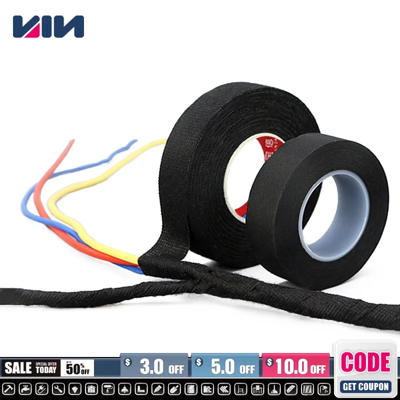 15 Meters Heat resistant Adhesive Cloth Fabric Tape For Car Auto Cable