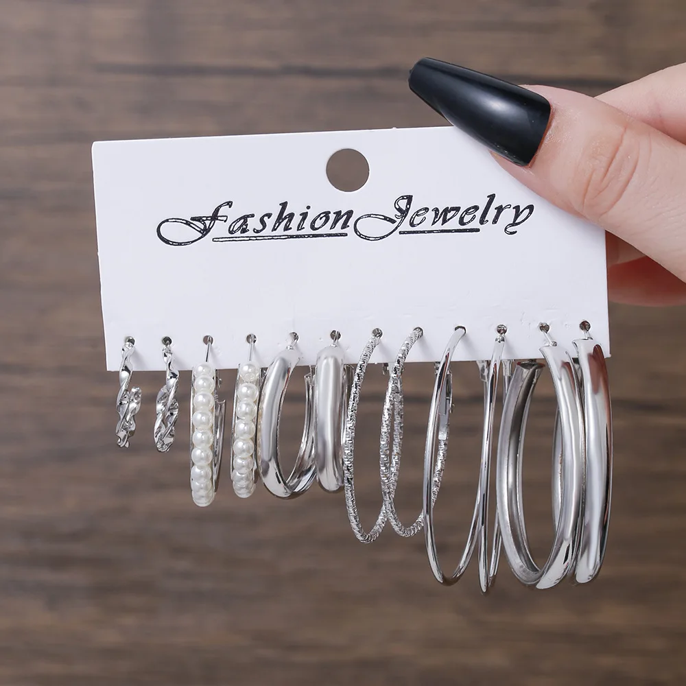 Fried Dough Twists Earrings 12 Pairs Creative Retro Simple Geometric