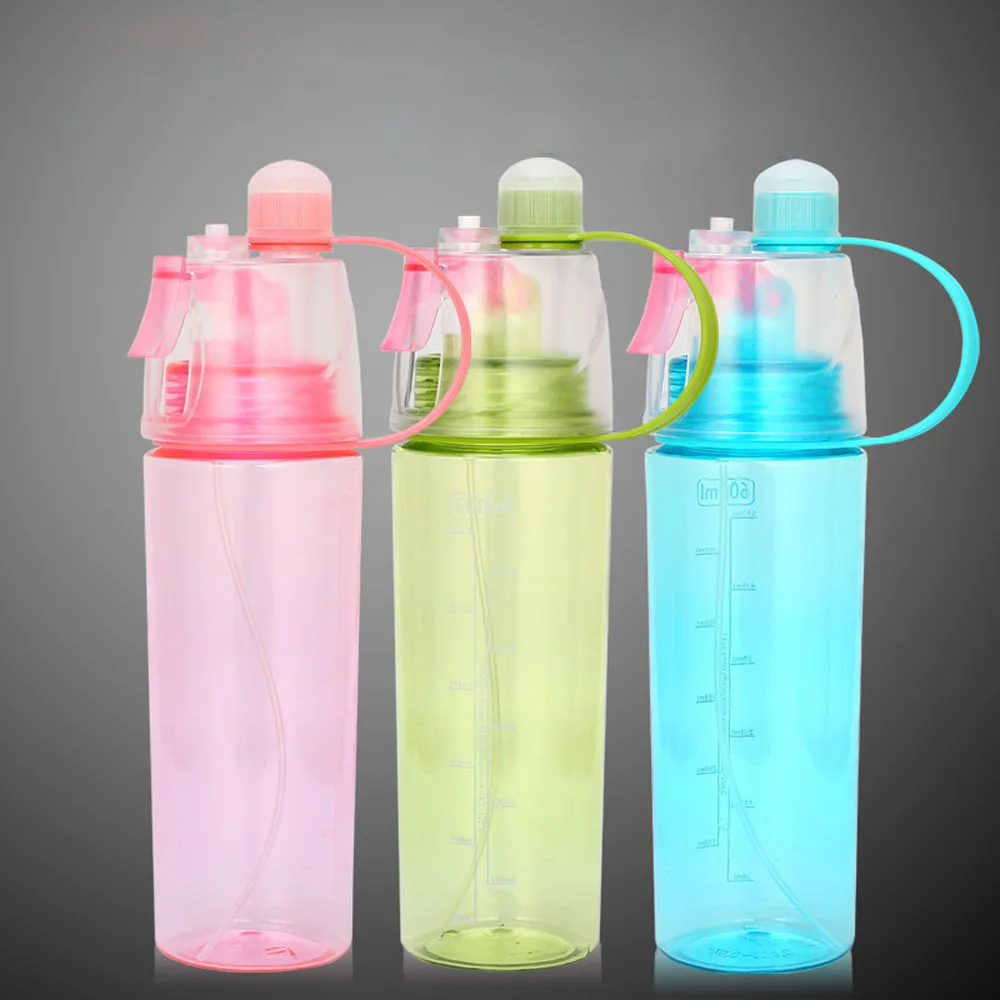 Sports Water Bottle Creative Spray Water Bottle Portable Atomizing Bottles Outdoor Sports Gym Drinking Drinkware Bottles