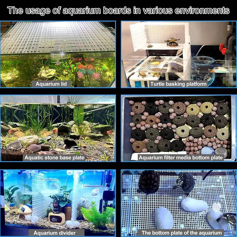Aquarium Lid Hood Fish Tank Top Cover Terrarium Lid Plastic Grid Panel Egg Crate Grate 6 Aquarium Cover Board Clip 4