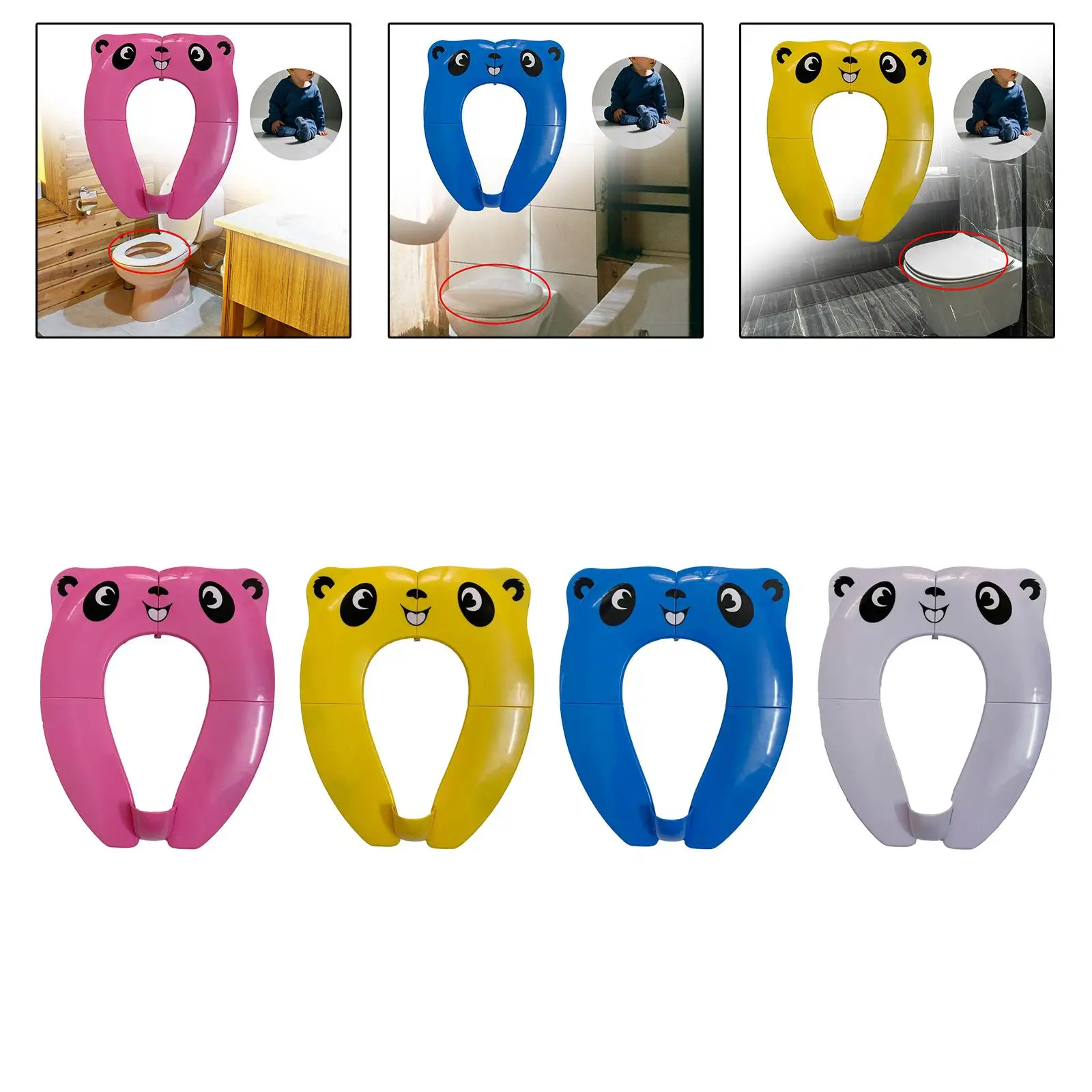 Folding Travel Potty Seat Reusable Toilet Pad Potty Toilet Seat with Splash Guard for Home Toddlers Children Kids 3