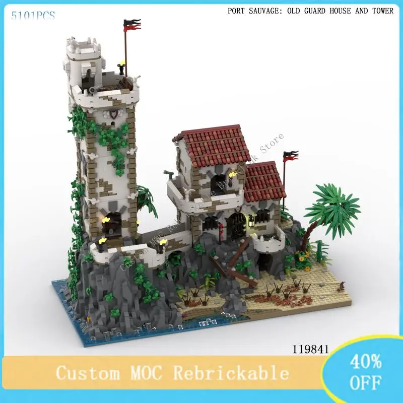 

5101PCS Custom MOC Port Sauvage Old Guard House And Tower Building Block Model DIY Children's Assembly Toys Christmas Gift