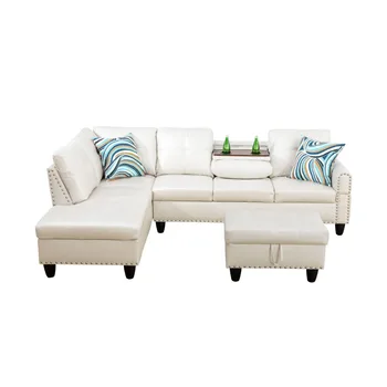 White Faux Leather Sofa Set 1