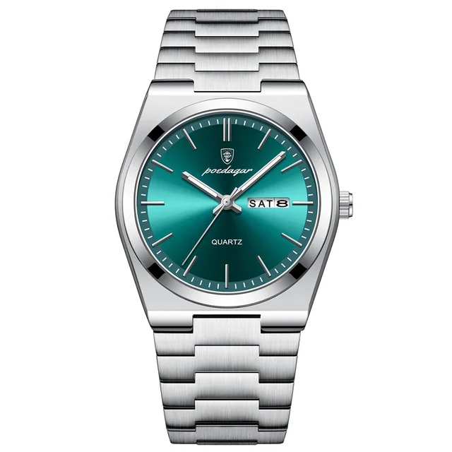 POEDAGAR Luxury Quartz Man Wristwatch Sport Men Watches Waterproof Luminous Date Week Stainless Steel Men's Watch Male Reloj 1