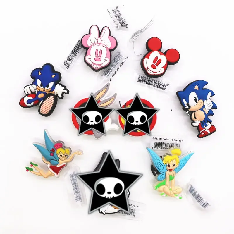 Original Fairy Girl PVC Shoe Charms Red Mickey Pink Minnie Jeans Clog Pins Women Boy Girls Party Shoe Decorations