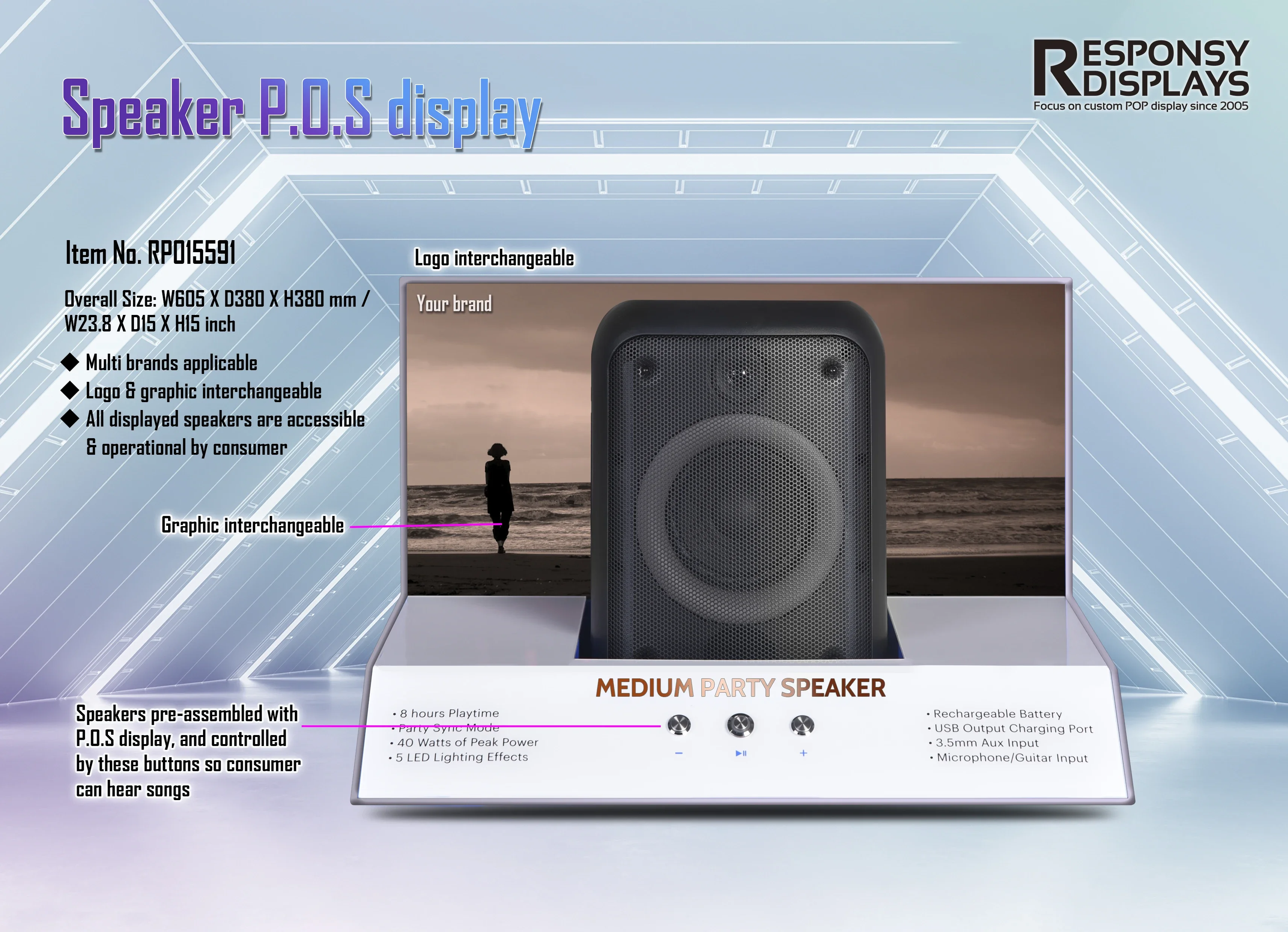 counter size electronic POP acrylic audio sound display stand