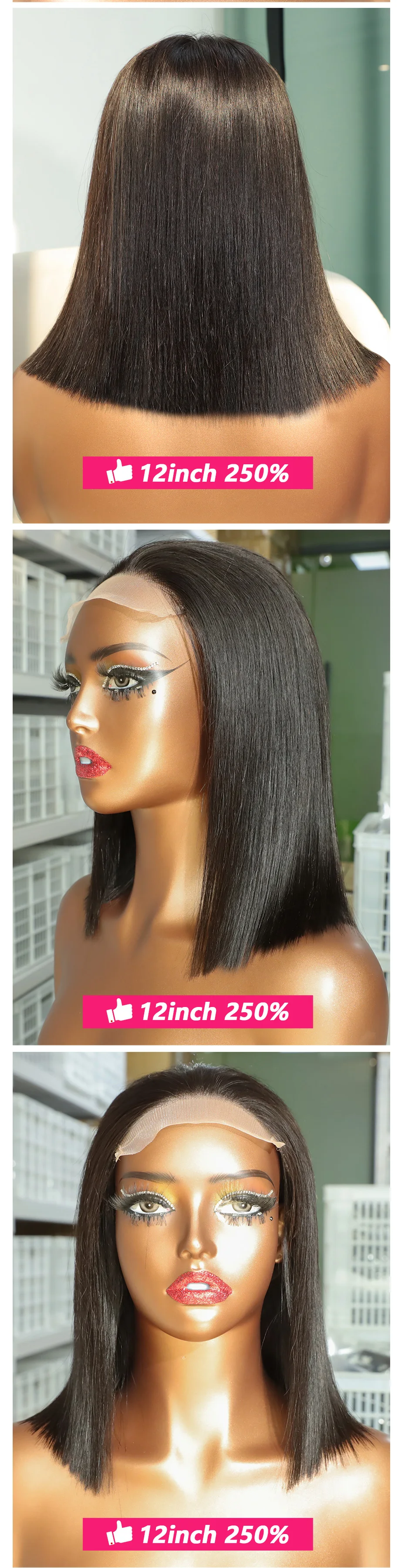 13x4 Hochwertige, knochenglatte Perücken aus 100 % Echthaar, 13x6 Lace Frontal Bob Perücken, 2x6 5x5 sofort tragbare, kleberlose Perücken aus rohem vietnamesischem Haar – Detail 6