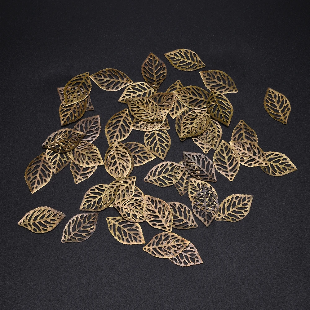 Jewelry Accessories 50Pcs Leaves Filigree Metal Crafts Jewelry DIY Wedding Accessories Pendant Chinese Costume Bride Coronet Metal Leaves