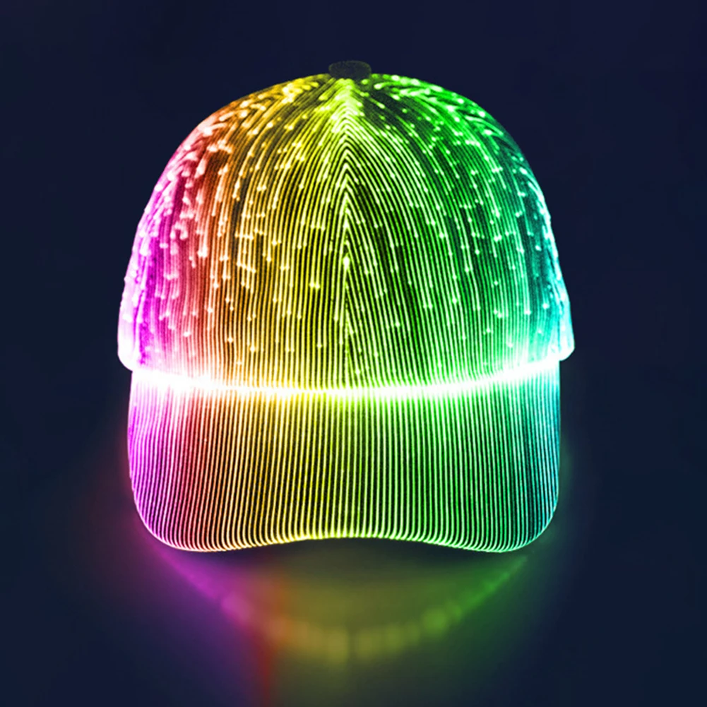 FiberOpticCapLEDHatwith7ColorsLuminousGlowingBaseballHats
