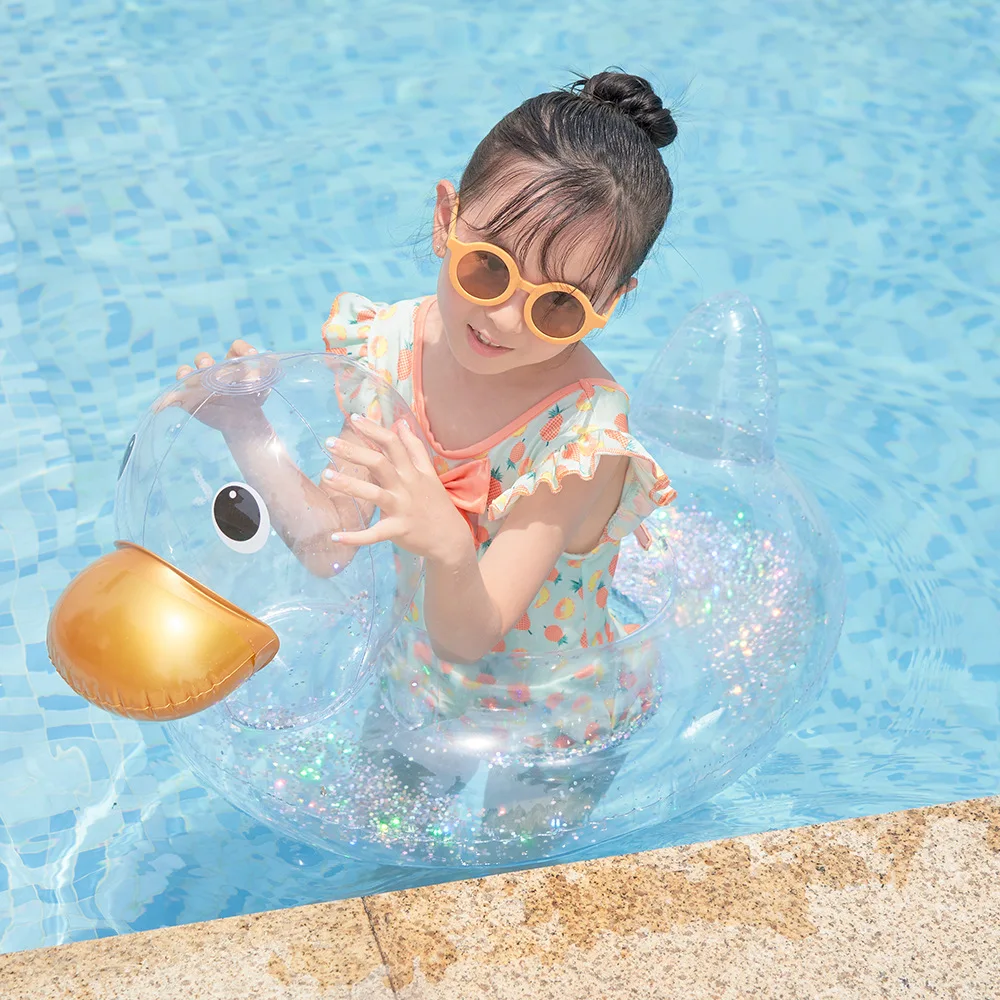 

Children's Transparent Duck Swimming Ring Infant Underarm Ring Duck Seat Ring Swim Training Floating Pool Float Beach Party Toys