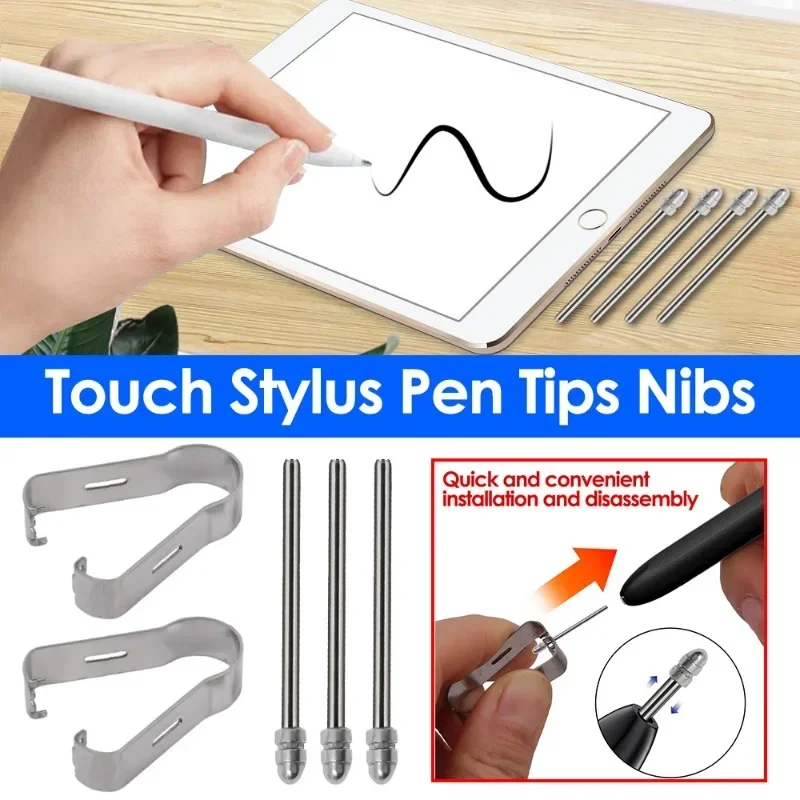 Metal Pen Tips for Samsung Galaxy Tab S9 FE Stylus Pen Nibs with Removable Clips for Samsung S Pen Nib Replacement Spare Nibs