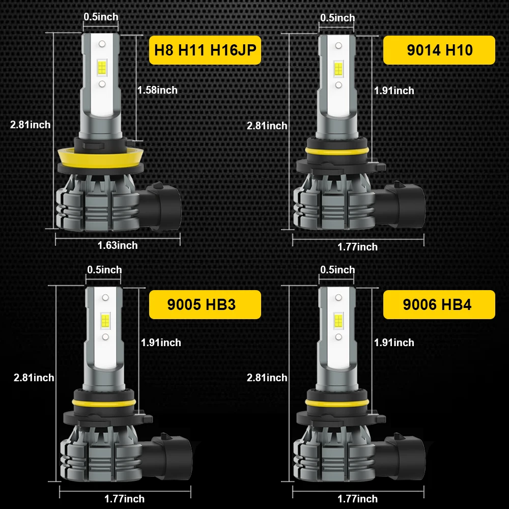 BMTxms 2X H8 H9 H11 LED Headlight Fog Light Bulb PTF H16JP 9005 HB3 9006 HB4 H11 H8 Led Headlights Fog Lamp Car Driving Lamp DRL