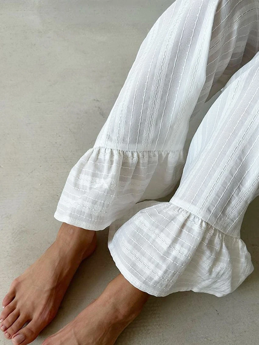 Marthaqiqi Casual Women'S Sleepwear Set Long Sleeve Nightwear Turn-Down Collar Pajama Pants Loose Ladies Nightgowns 2 Piece Suit