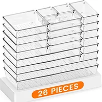 Drawer Organizer, 26 Pack Clear Plastic Drawer Organizer Bins, Versatile Organization and Storage Trays for Kitchen 1