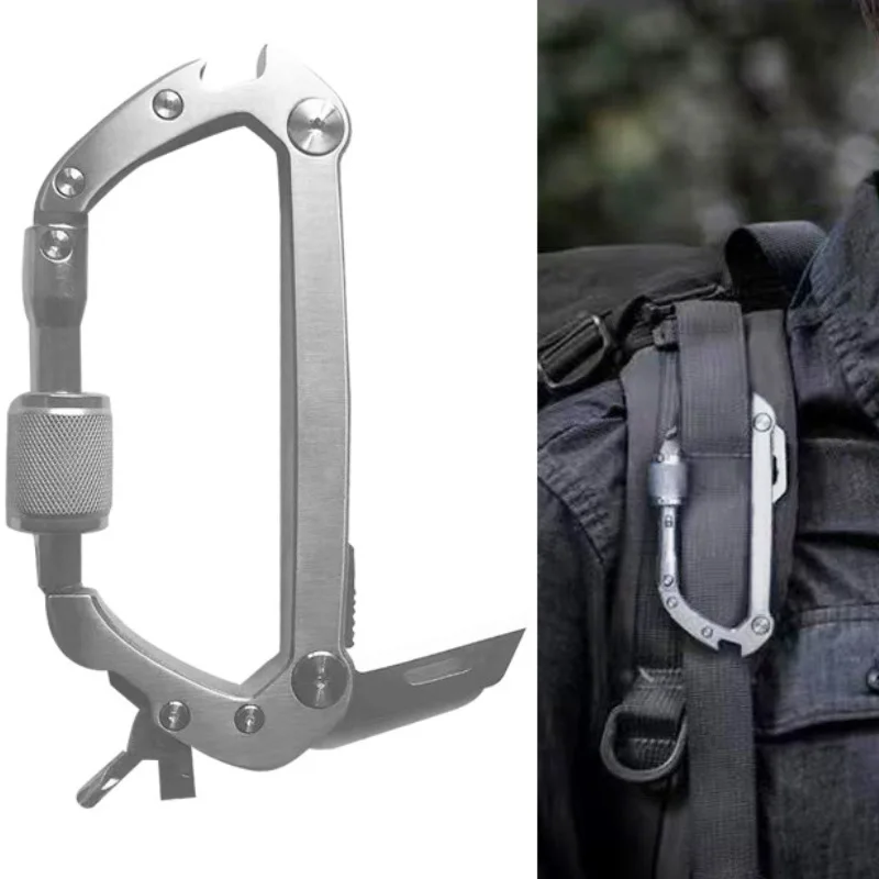 Tactical Carabiner Multifunction EDC Tool Mountaineering Buckle Bottle
