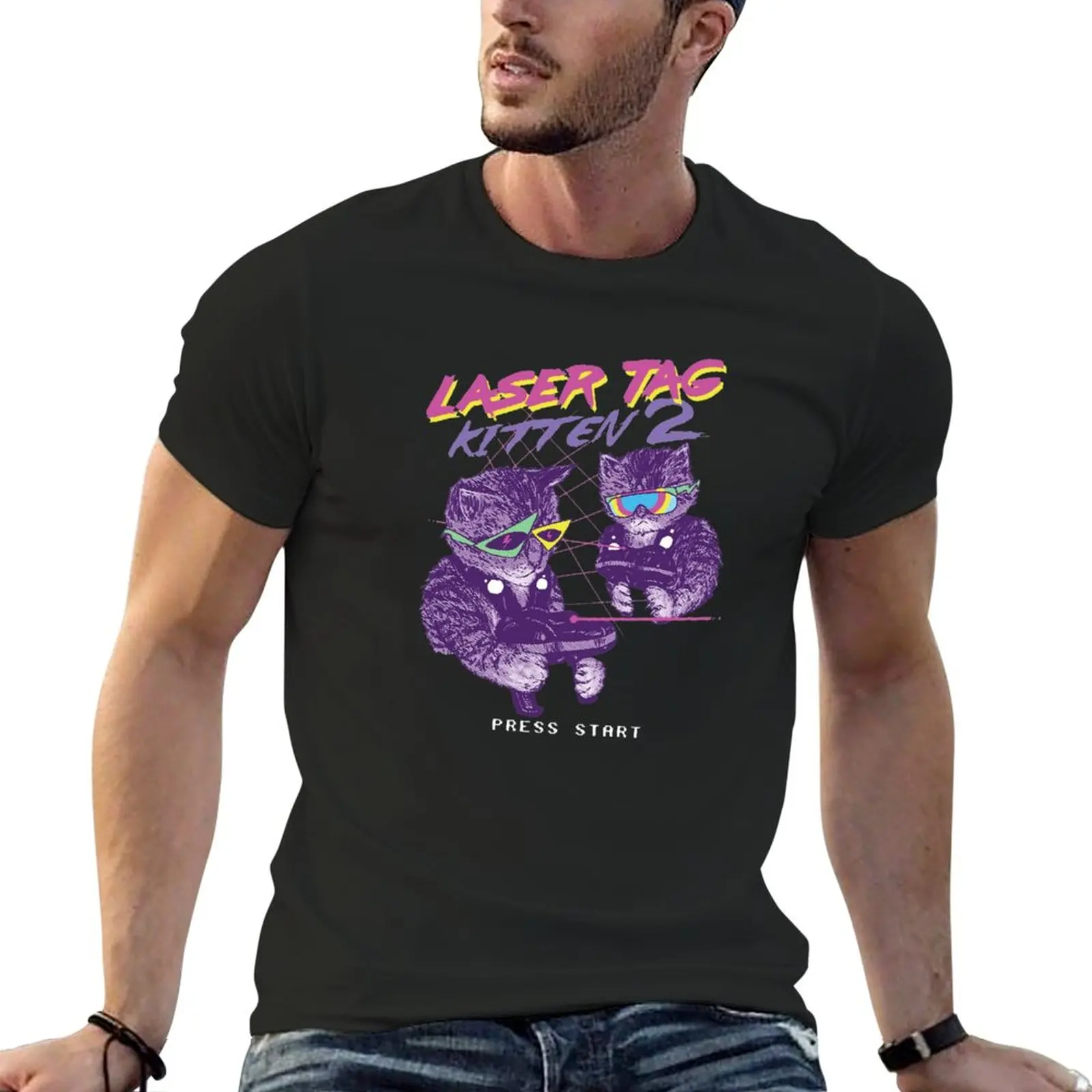 

laser tag kitten T-Shirt sweat shirt vintage clothes custom t shirt Men's t-shirts