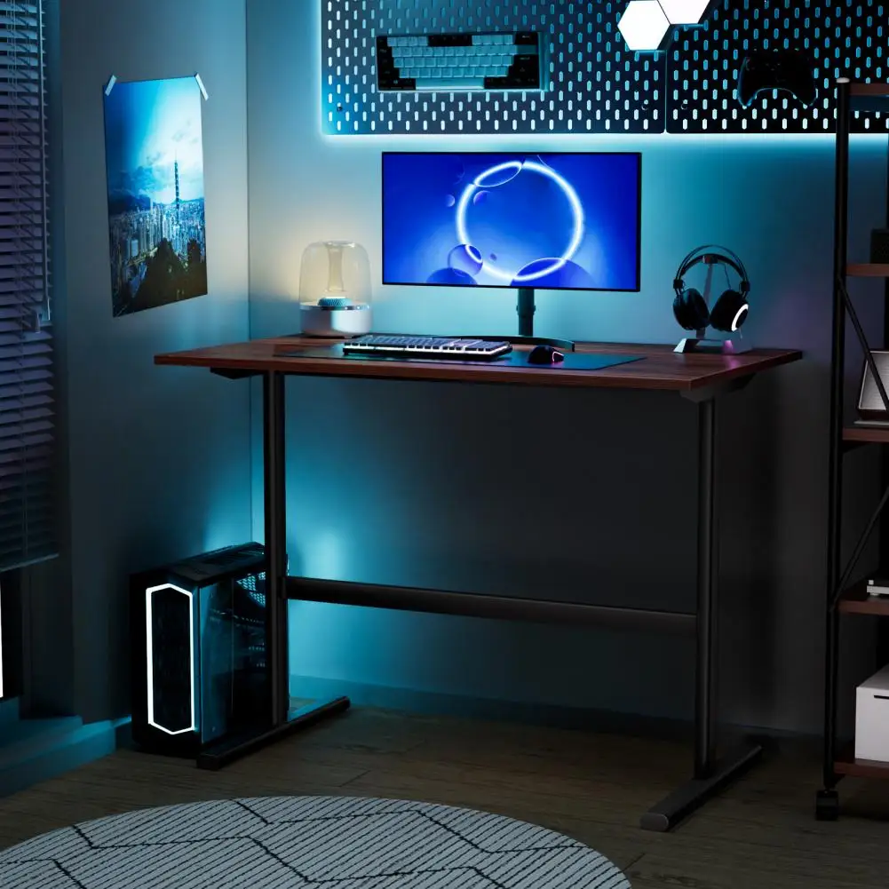 Computer Desk Spacious Desktop I-shaped Metal Frame Study Desk Thickened Artificial Board Rounded Corner Desk Home Furniture 3