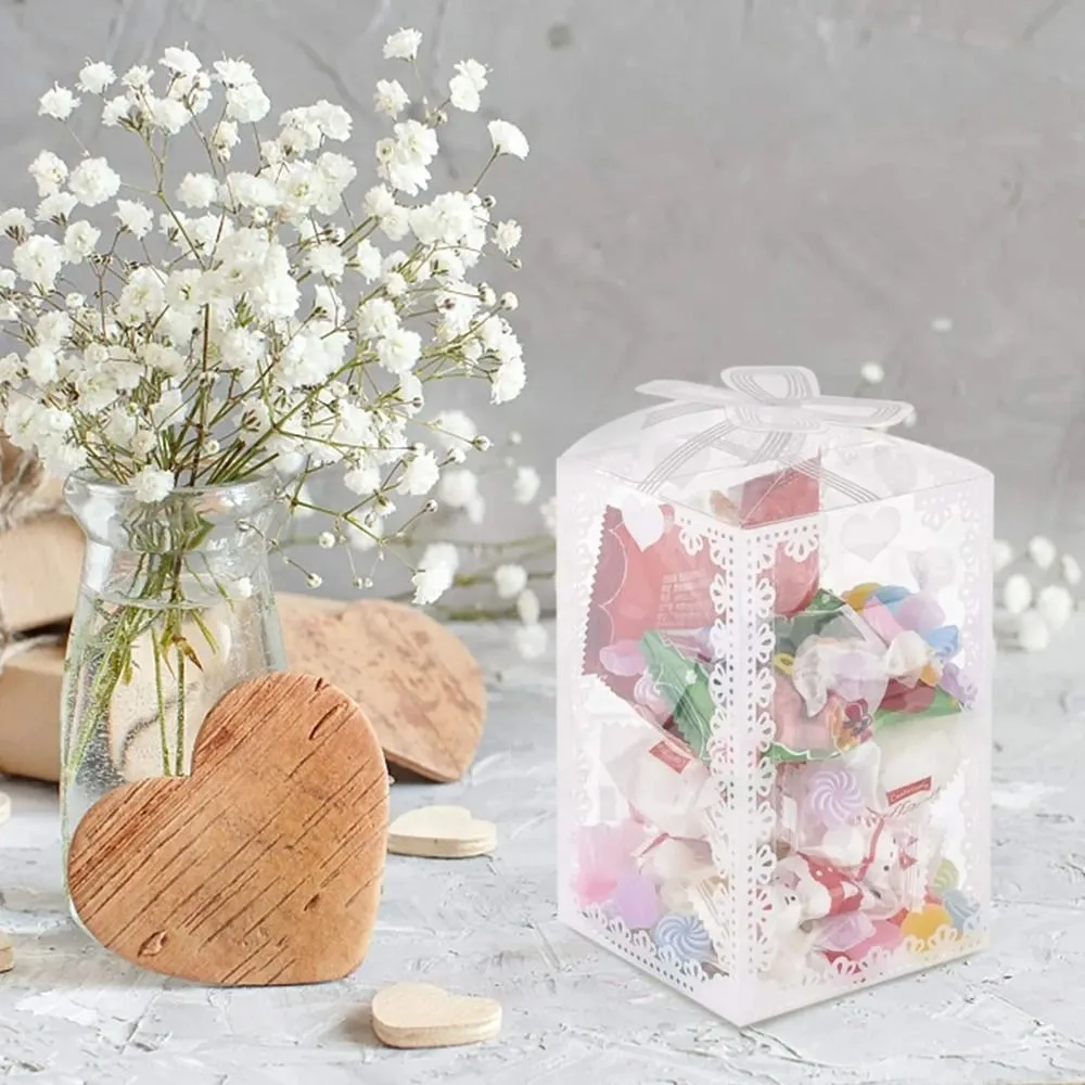 10 Stück neue transparente PVC-Verpackungsboxen, wiederverwendbar, in mehreren Größen, bedruckte PVC-Boxen, Schokoladen-/Kuchenverpackung, Hochzeitsfeier – Detail 9