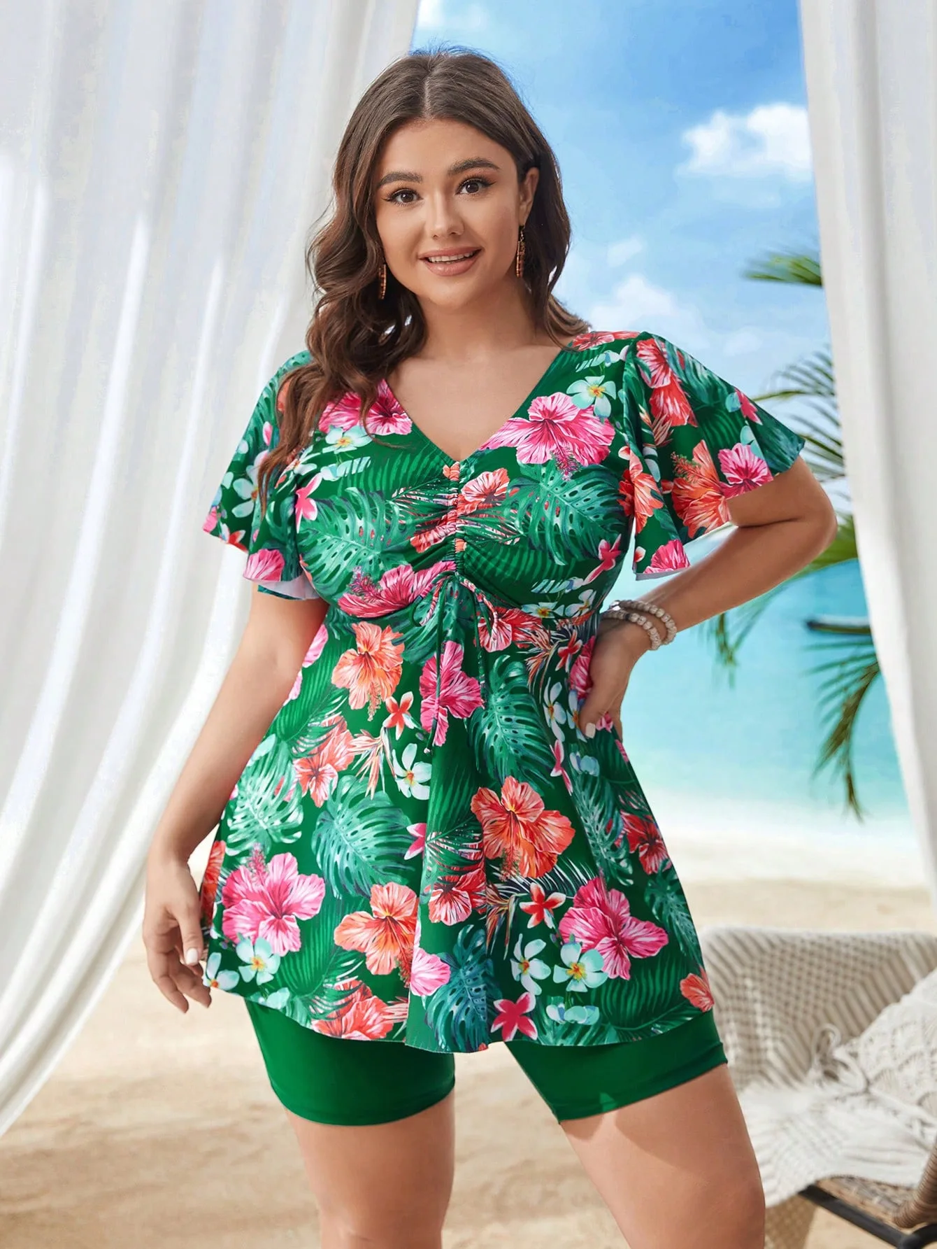 New Plus Size Swimwear Women Tankini Female High Waist Swimsuit Summer Big Bikini 2025 Mujer Large Bathing Suit Maillot De Bain