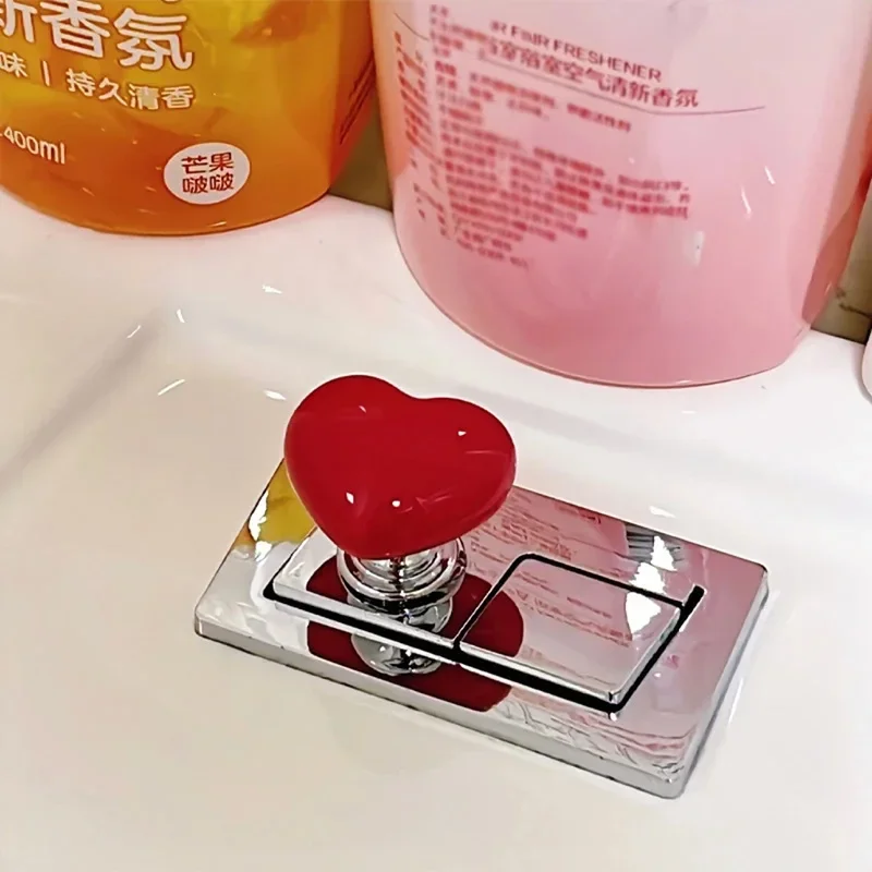 Handle Toilet Press Button Heart Shaped Press Tank Push Switch Toilet Bathing Room Decor Water Flush Button Home Tools