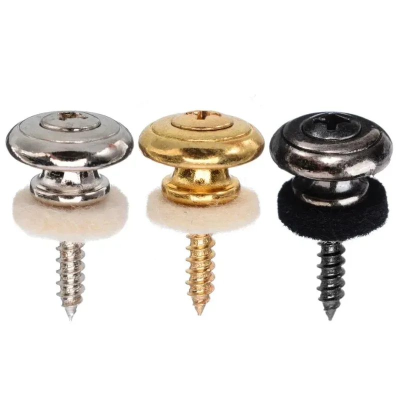2pcs Chrome Copper Guitar Strap Locks Mushrooms Heads Guitar Bass Strap Locks Pins Belt Buckle Buttons Silver/Black/Silver
