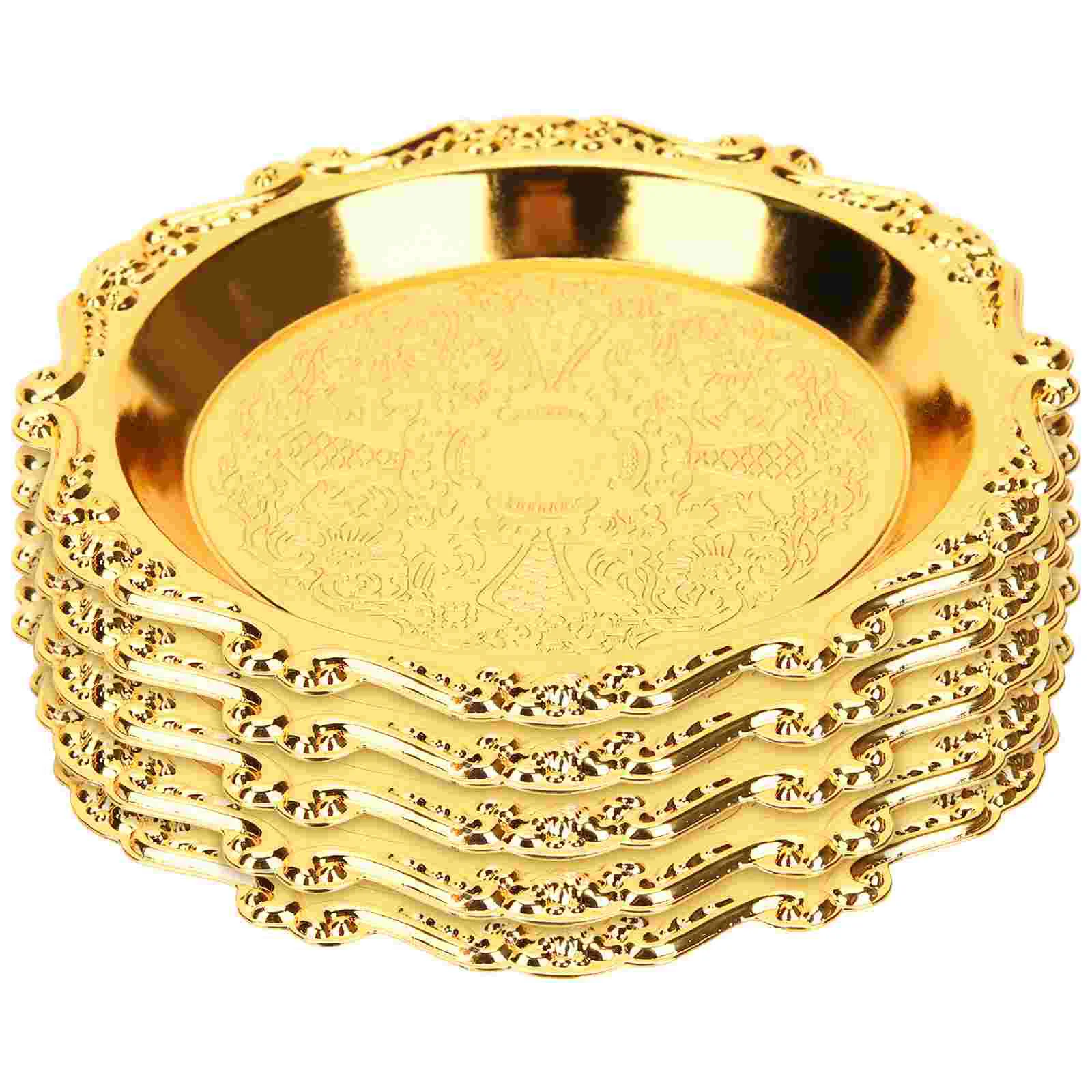 

6 Pcs Display Stand Dried Fruit Plate Gold Decor Snack Tray Metal Chips Serving Trays