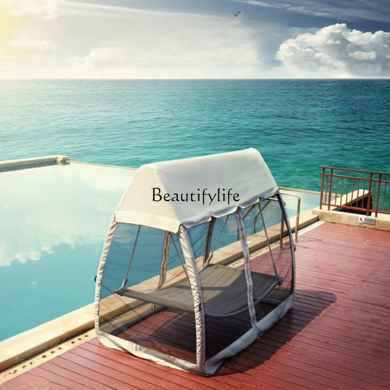 

Outdoor Sunshade Tent Hammock Rocking Chair Iron Swing Lying Bed Balcony Garden