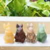 1.5"Rabbit Elf Natural Crystal statue Amethyst Clear Quartz Animal Craft Figurines Stone Carving Reiki Healing Home Garden Decor 3