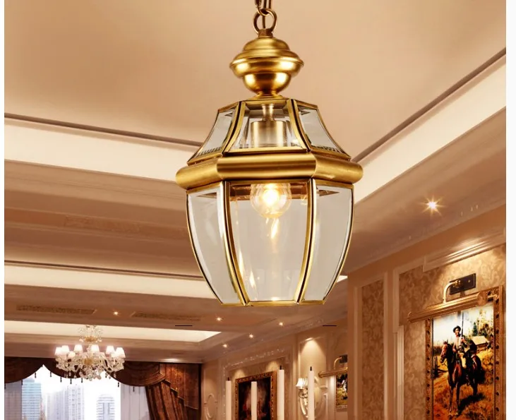 

Free Shipping Bronze Pendant Lamp D20cm Brass Chandelier Indoor Vintage Copper Glass Hanging Lamp AC110V/220V 100% Guaranteed