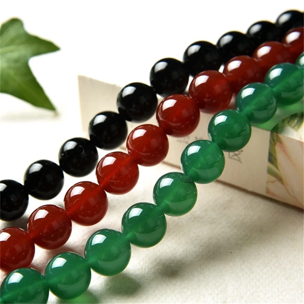 

Natural Stone 6-12mm Black Green Red Agate Beads for Jewelry Making DIY Necklace Bracelet Onyx Beadwork Accessories Crimp