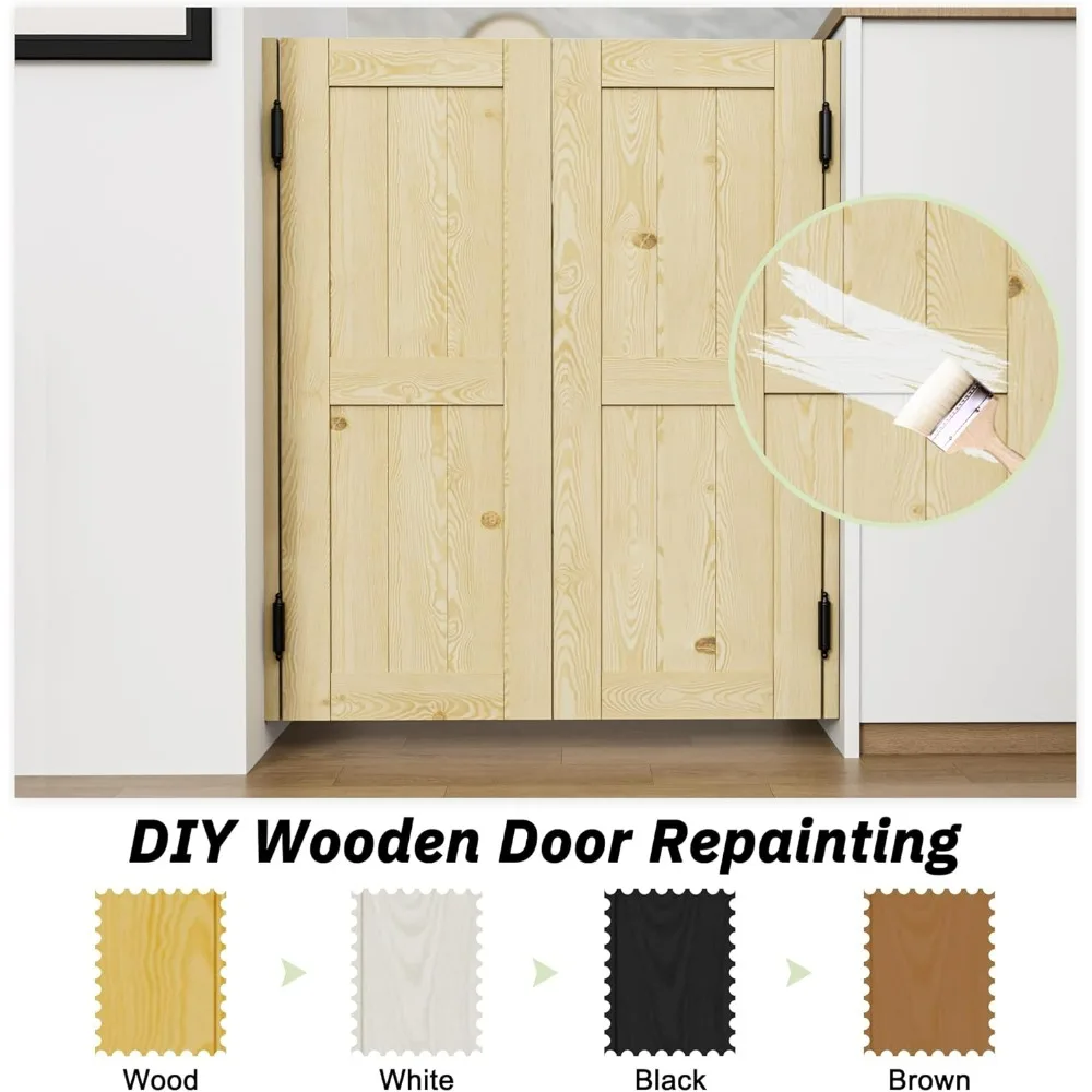 36 x 42 Solid Wood Swinging Half Doors for Interior Use - Automatic Closing, Cafe Style with Metal Hinges and Quiet Operation