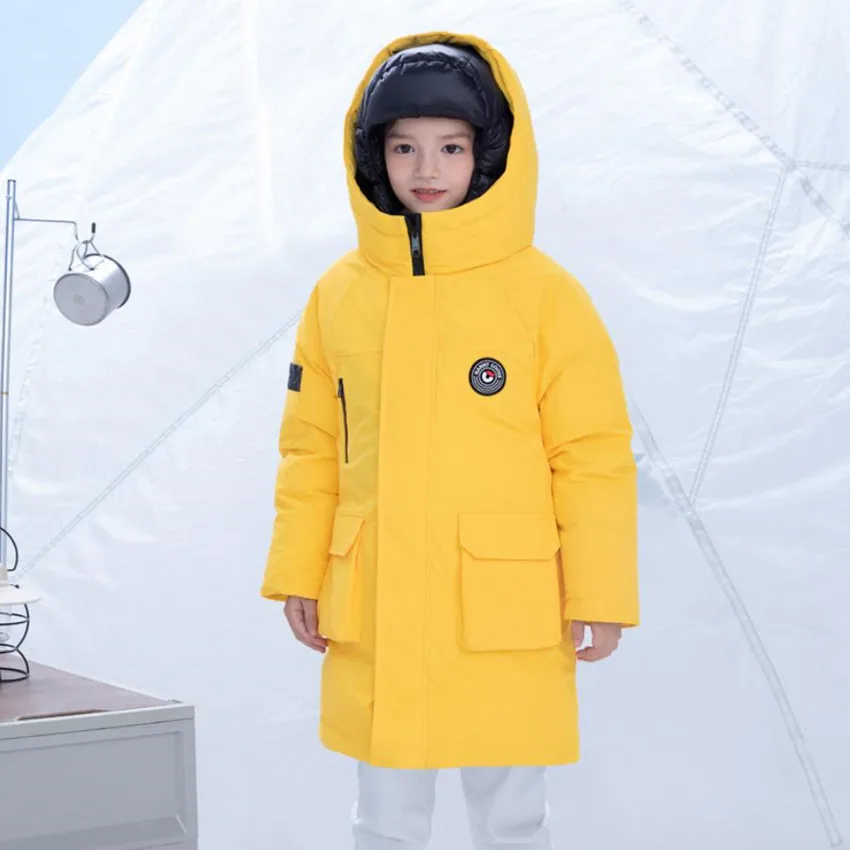 

Children's Outdoor Ski Suit High Quality Windproof Waterproof Thicker Warm Hooded Down Jacket For Cold Winter Boy Girl A1944