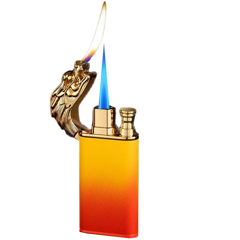 Butane Torch Lighter Gradient Color Dragon Double Flame Lighter Smoking