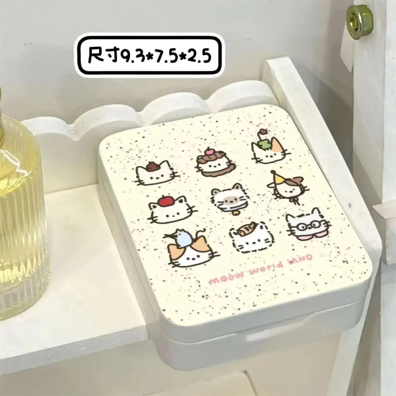 INS Cute Cartoon Cream Cat Dog Iron Box Girl Hairpin Photocard Sticker Dustproof Storage Box Kawaii Office Desktop Organizer 1Pc