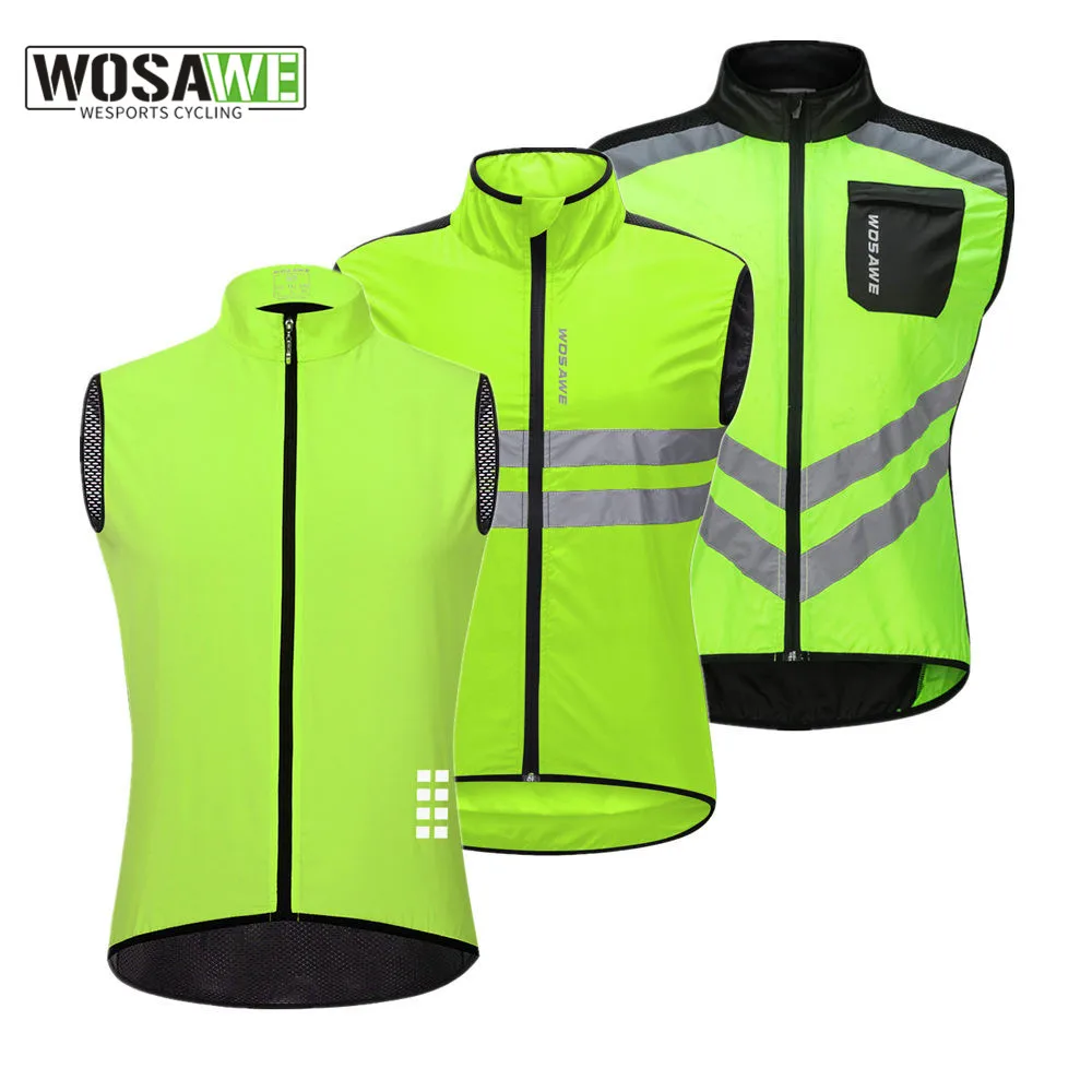 WOSAWE Reflective Cycling Vests Men Sleeveless Sports Ciclismo Jerseys