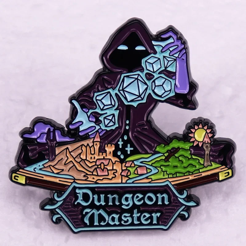 RPG Game DnD Lapel Pin Dragon Dice D20 Anime Brooch Video Game Manga Badge Women Accessories Gift