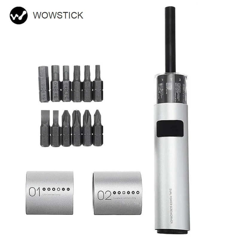 

Wowstick Dual Power Lithium Electric Screwdriver 3LED Lights Rechargeable Screw Driver Kit 12 in 1 Magnetic Suction