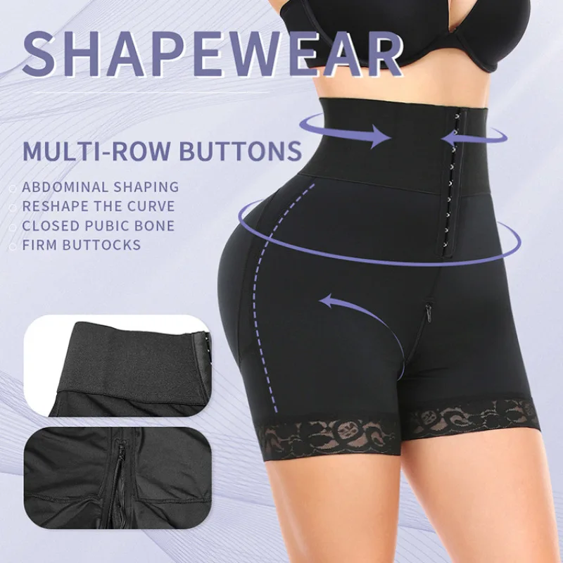 

Waist Trainer Shapewear Women Binder Tummy Control Panties High Compression Garment Abdomen Open Crotch Zipper Hip Lifting Up
