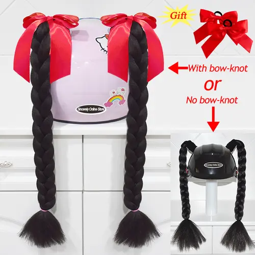 2pcs Quality Braids For Motorcycle Helmet Ponytail Sucker Braids Wig For Woman Helmet Decor Ears Twist Accessories 164 Colors - Image 25